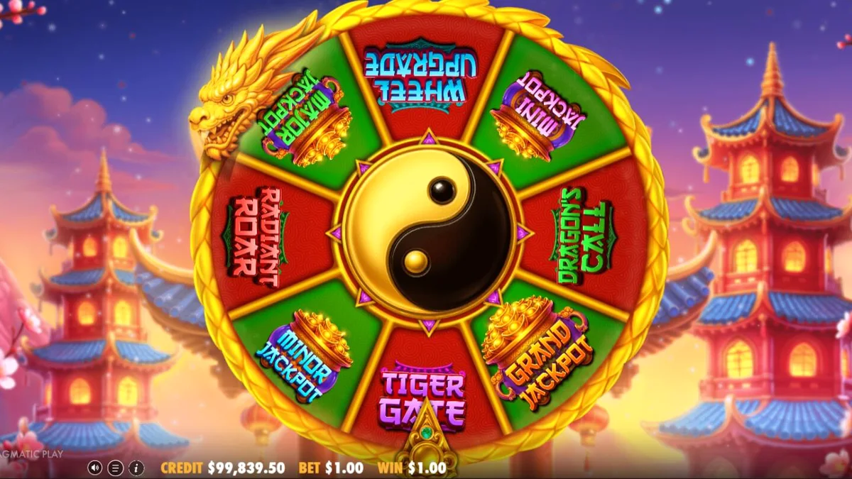 Tampilan visual slot Dragon Tiger Fortunes dengan tema oriental