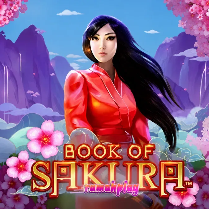 Tampilan visual slot Book of Sakura dengan latar belakang bunga sakura
